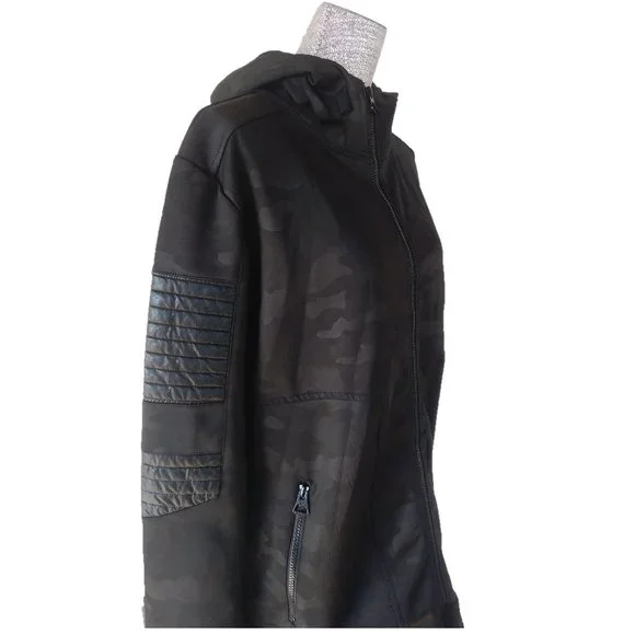 TRU LEGEND XL BLACK CAMO JACKET w HOOD FRONT ZIP Mens goth gothic witch